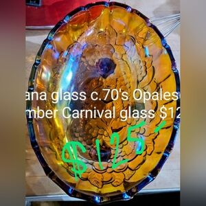 Vintage Indiana glass amber glass carnival glass bowl